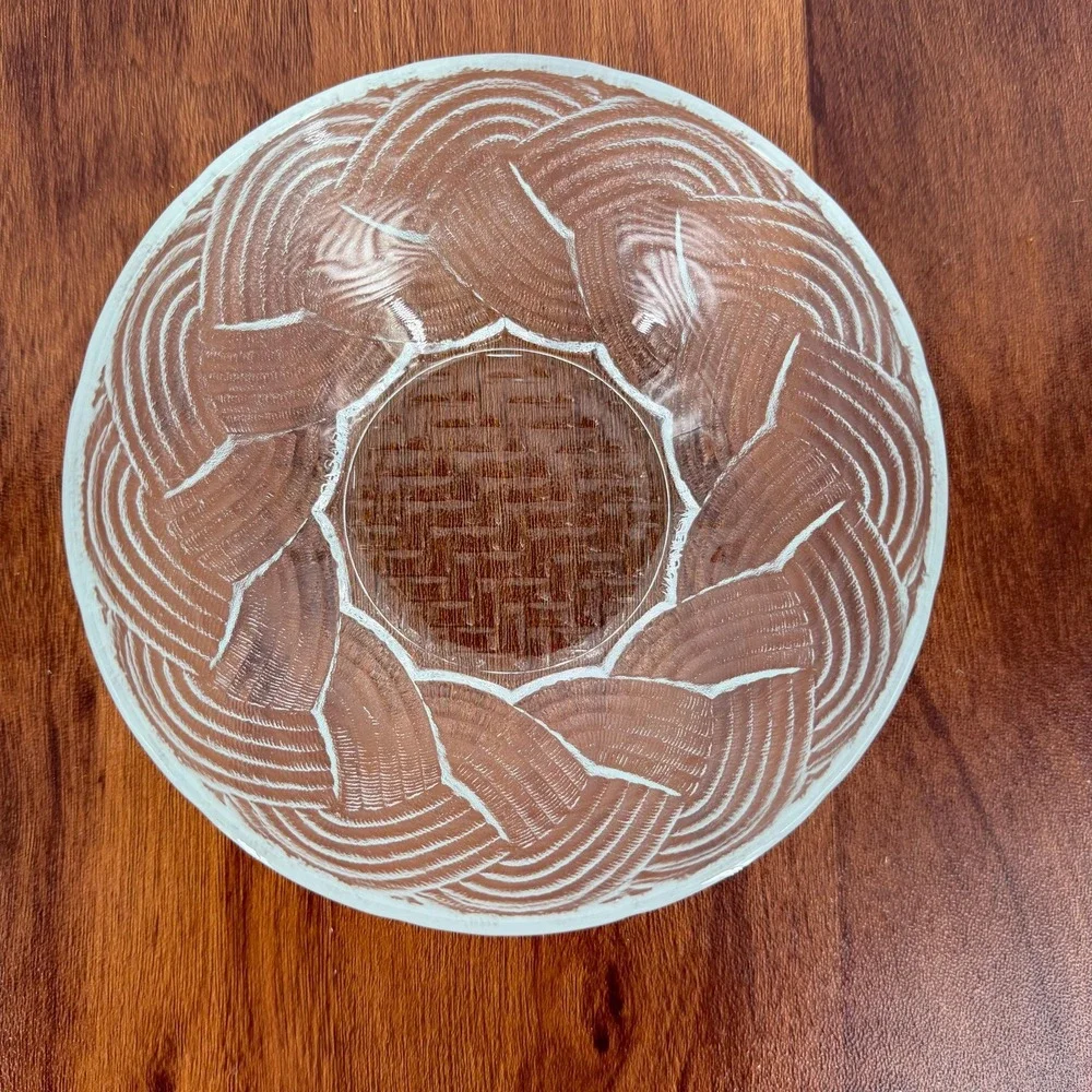 Pasari Indonesia (4) Clear Glass Cereal Soup Bowls Basketweave‎ Wave VTG 90s